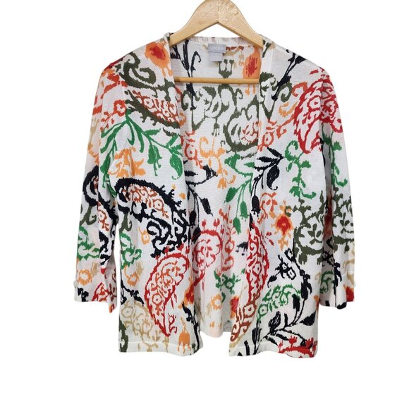 Chicos Multicolor Paisley Open Cardigan Sweater Womens‎ Size M - Picture 1 of 6